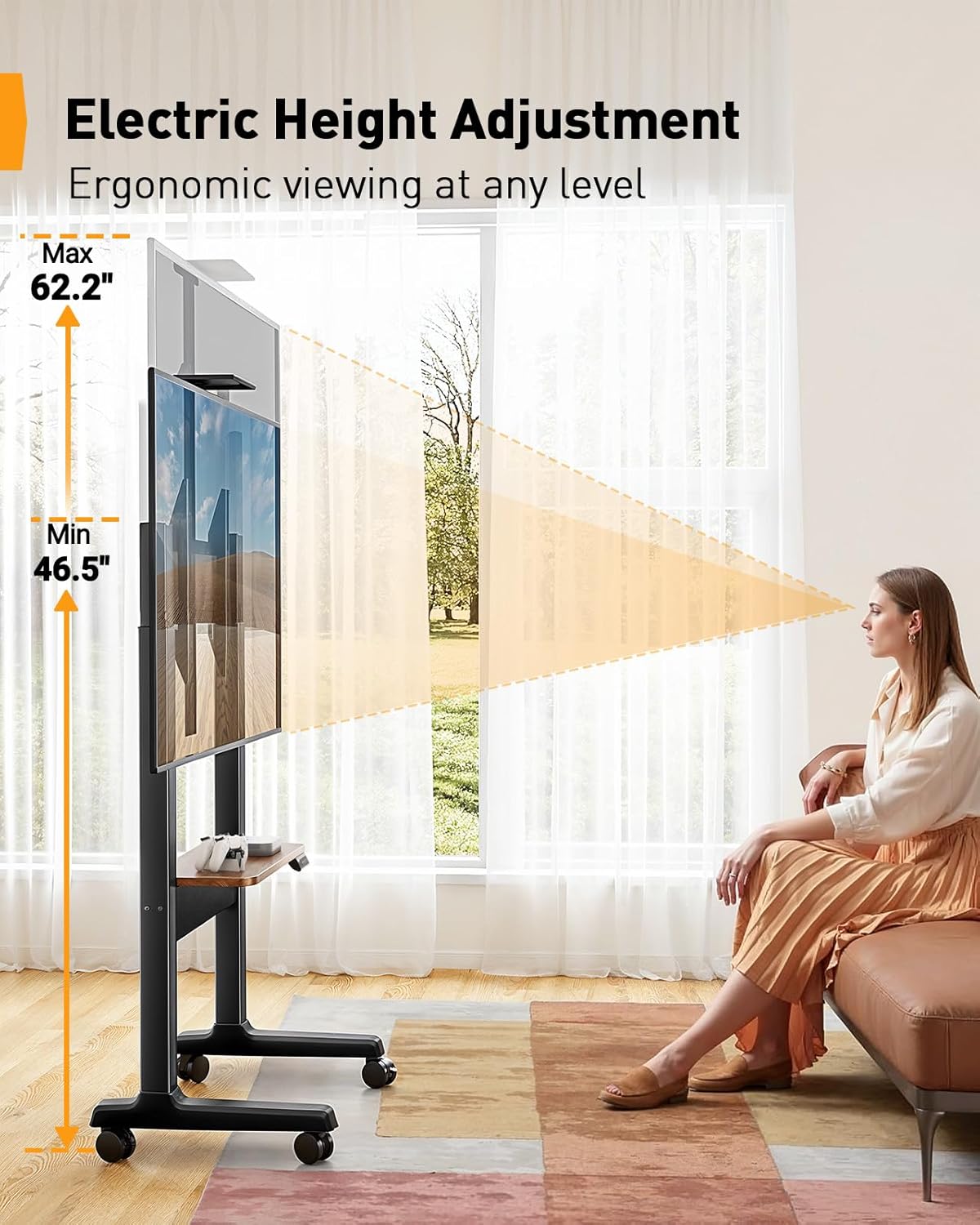 Walnut - Accent Mobile TV Stand - Upgraded with Lift Control Panel