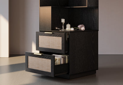 67" Desk + 71" Bookshelf / Rattan - Black