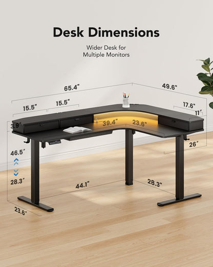 L-Shaped Standing Desk with Storage