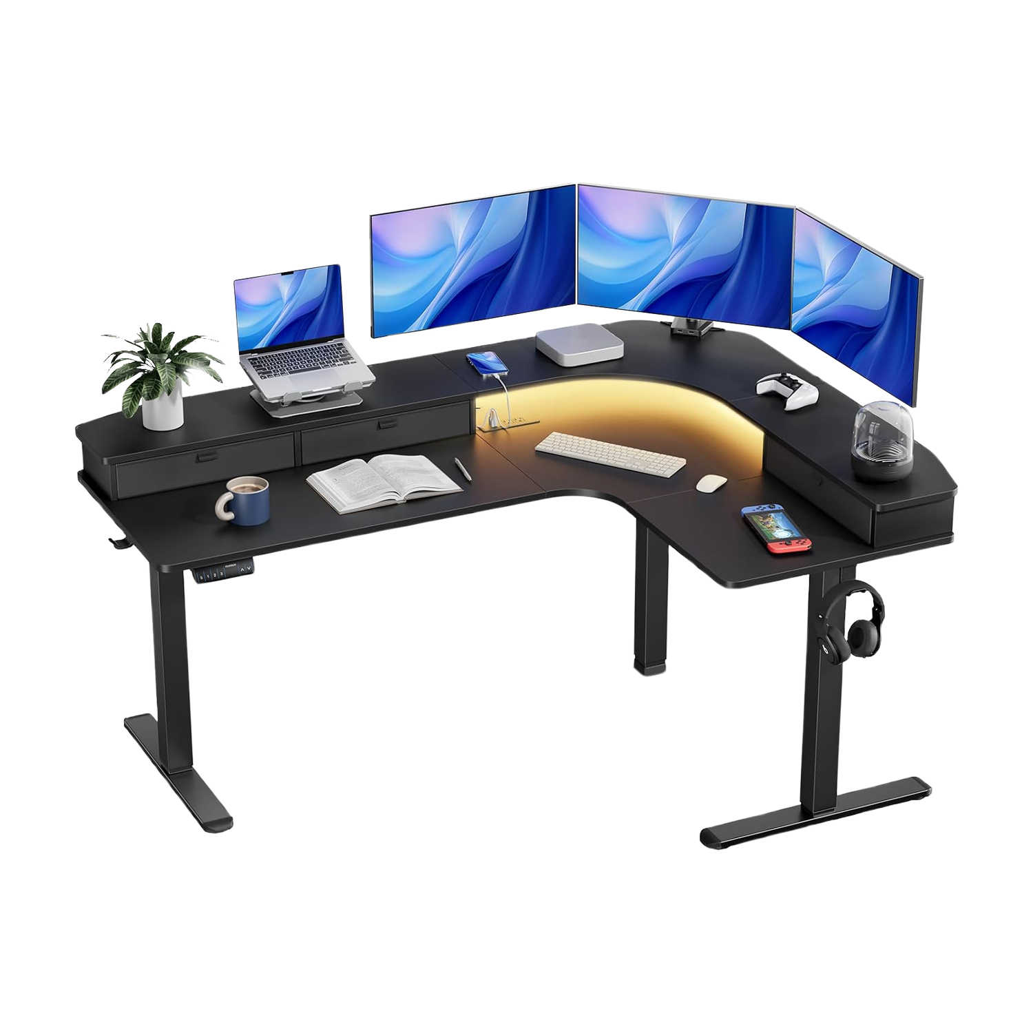 L-Shaped Standing Desk with Storage