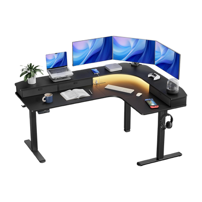 L-Shaped Standing Desk with Storage