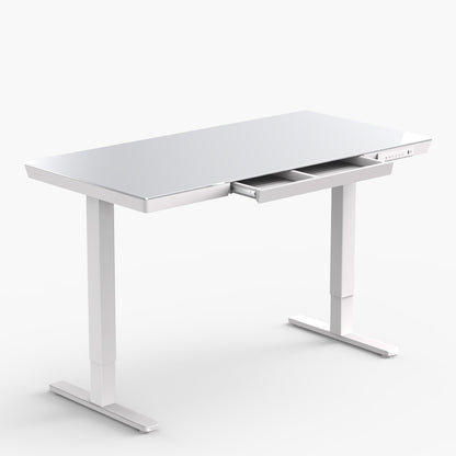 Glass Standing Desk with Drawer