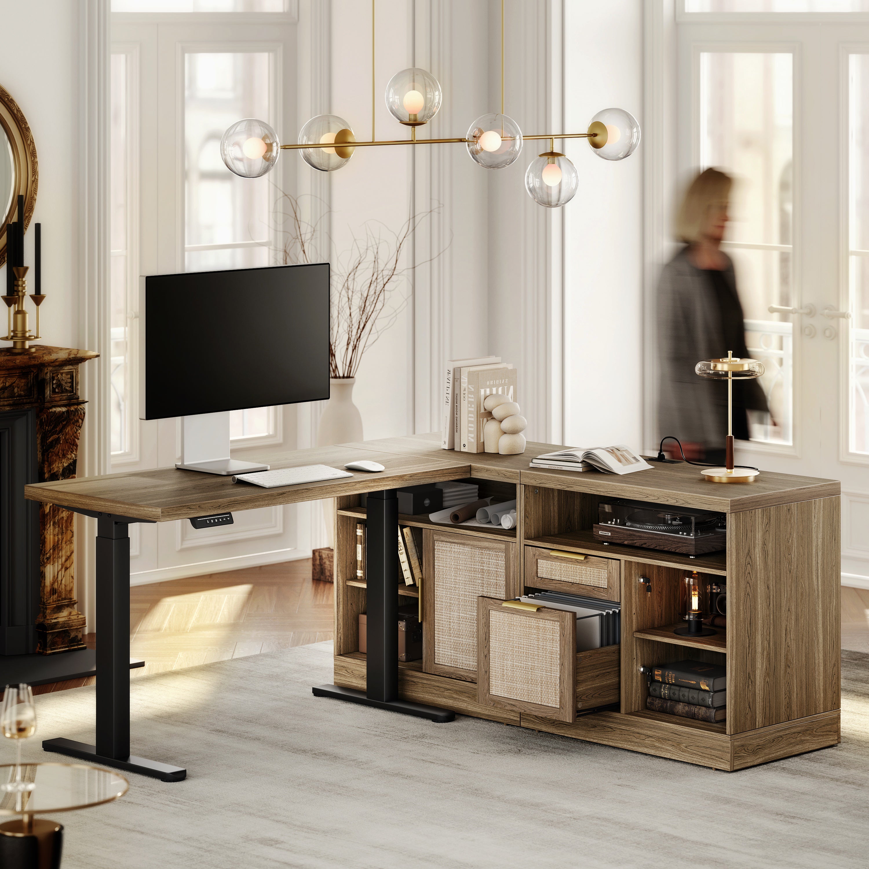 67" Premium Executive Desk L-shaped Reversible