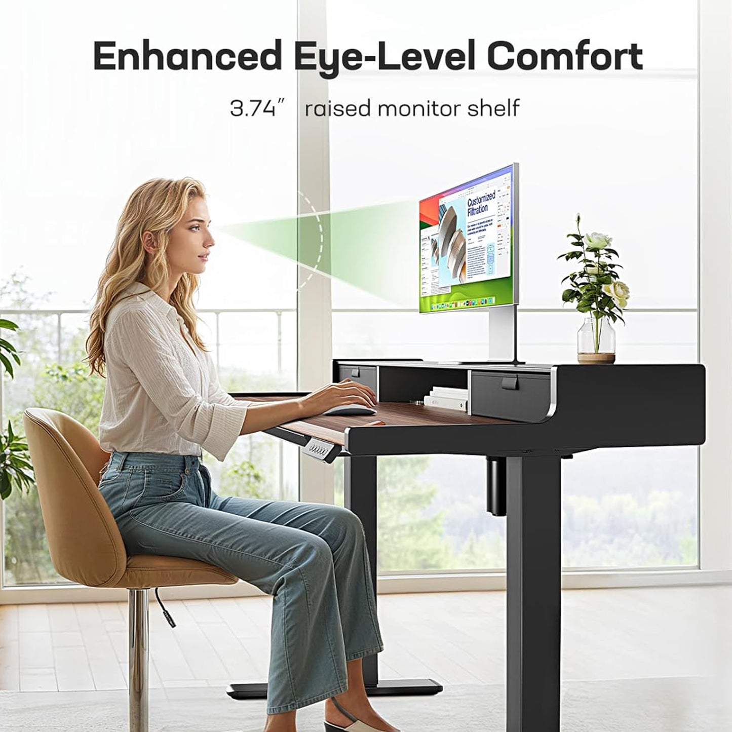 Standing Desk with Drawer & Keyboard Tray