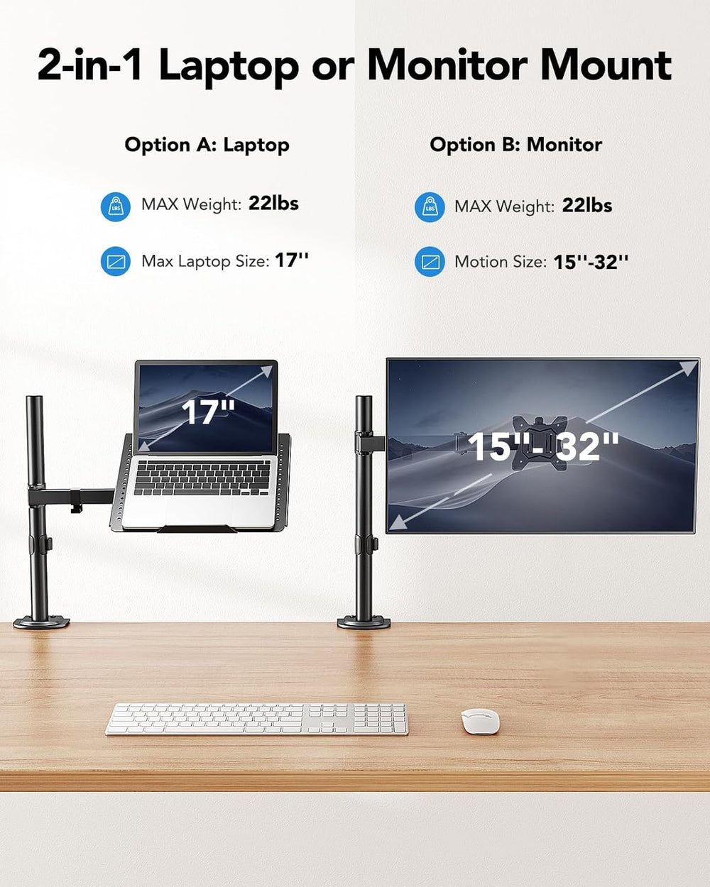 2-in-1 Adjustable Laptop & Monitor Arm – HUANUO