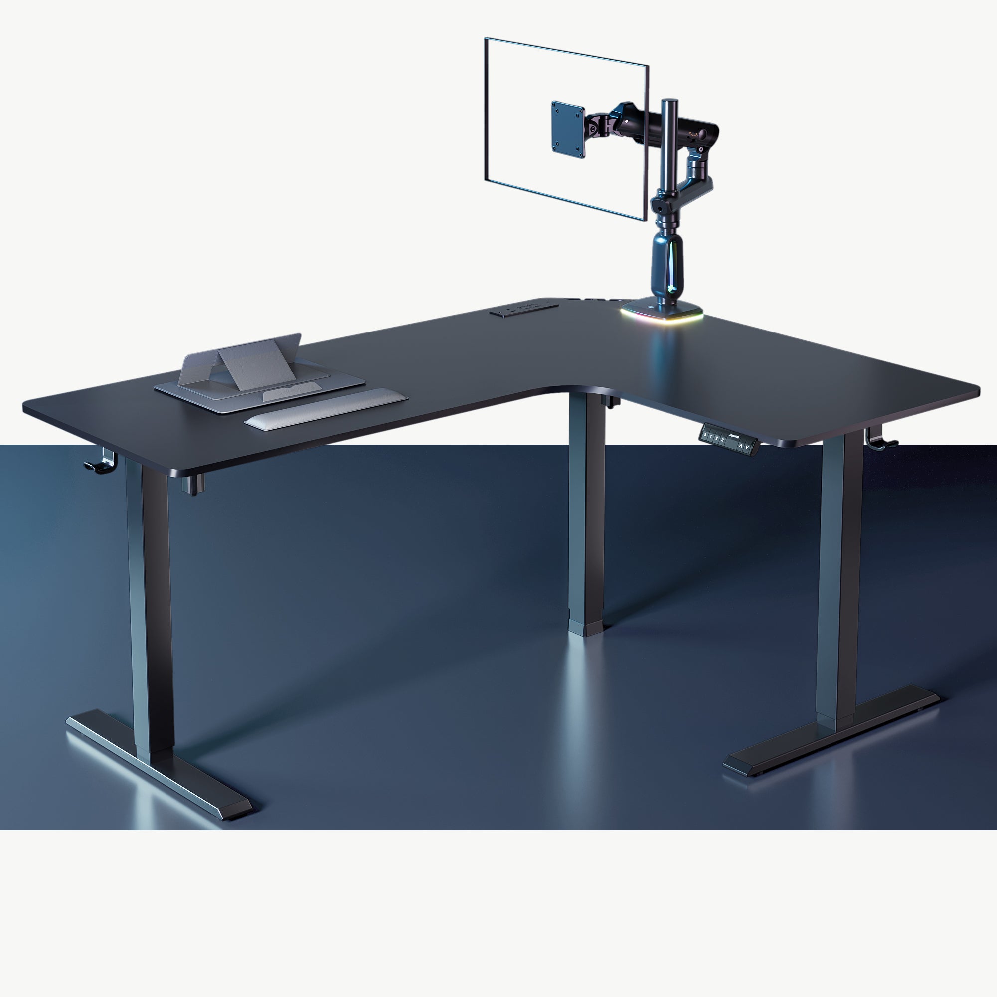 L-Shaped Desk + RGB Arm