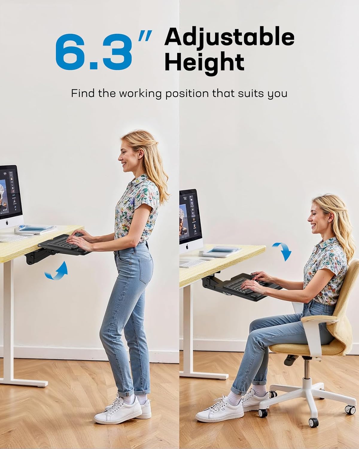 25" Keyboard Tray Under Desk - 