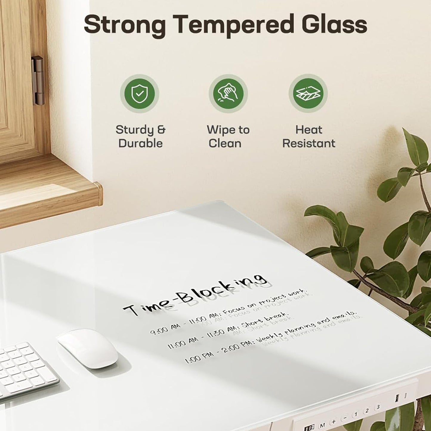Glass Standing Desk with Drawer