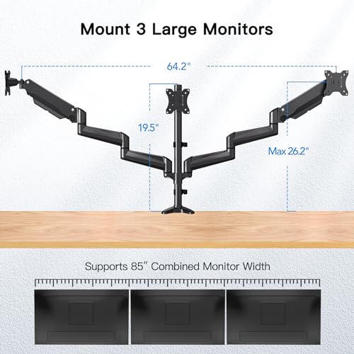 TS3 Triple Monitor Mount for 17" to 32" Screens - Bundle