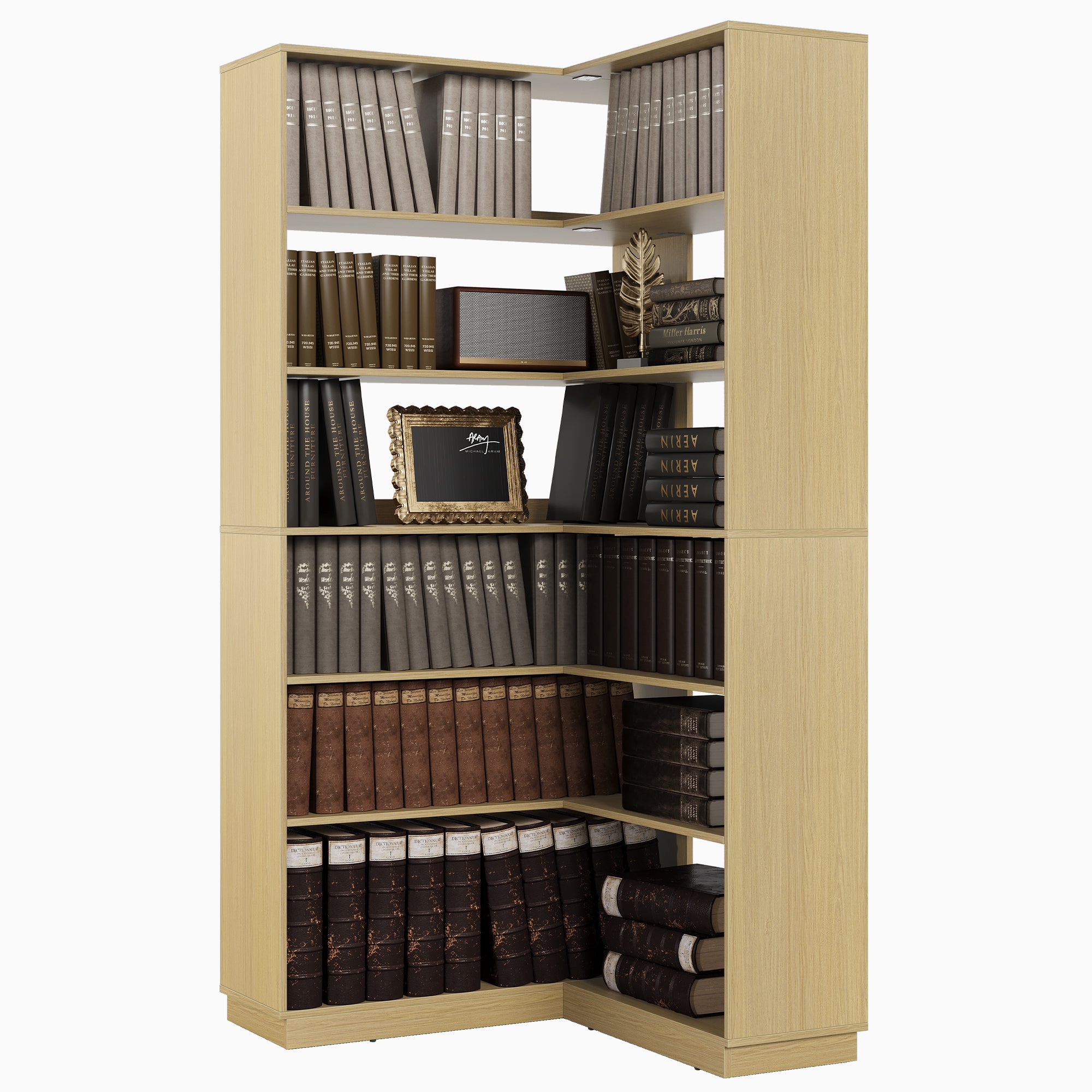 73" 6-Tier Adjustable Corner Bookshelf
