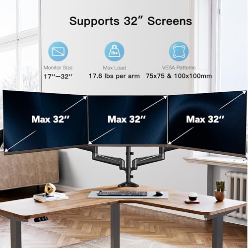 TS3 Triple Monitor Mount for 17" to 32" Screens - Bundle