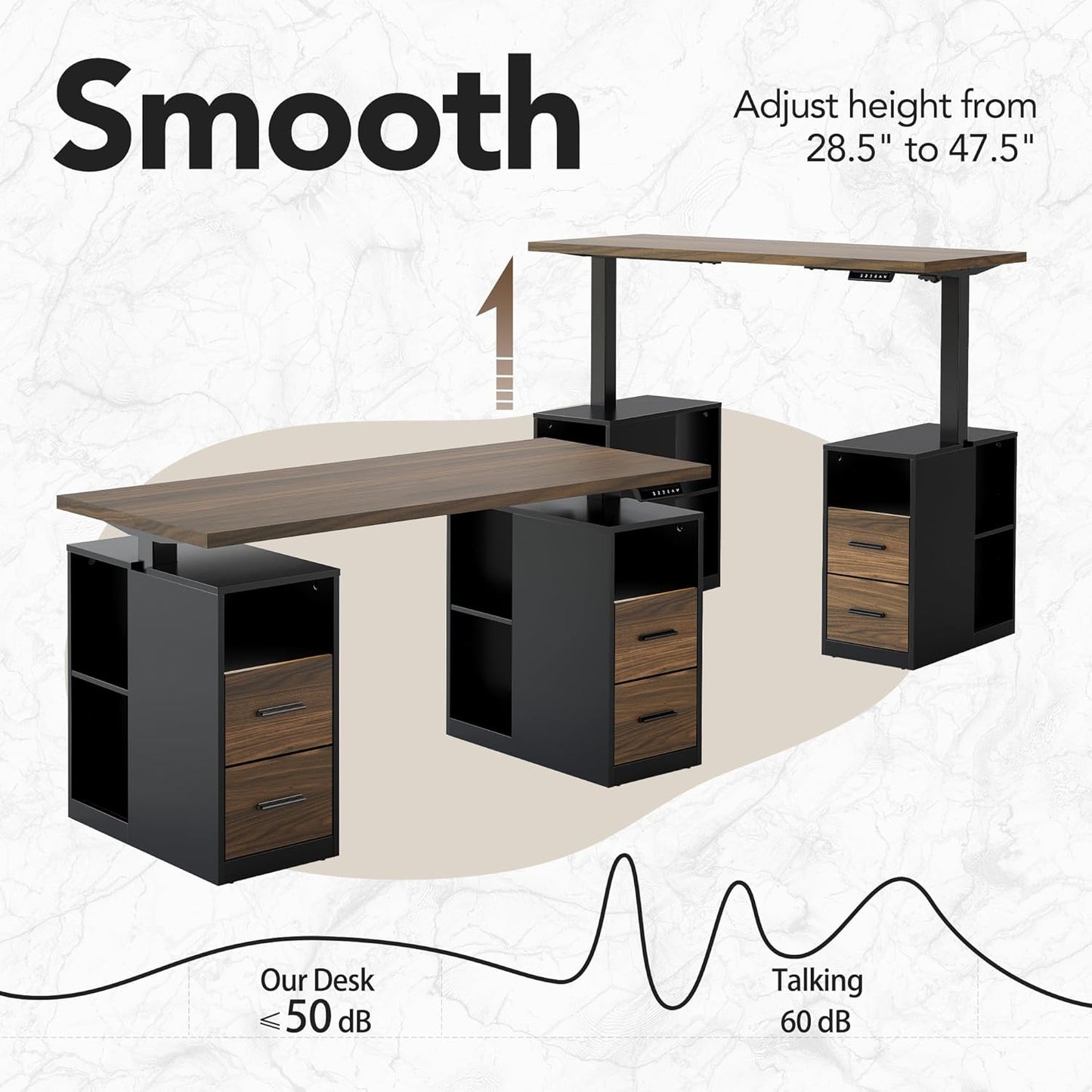 55" Electric Standing Desk with Drawers - 