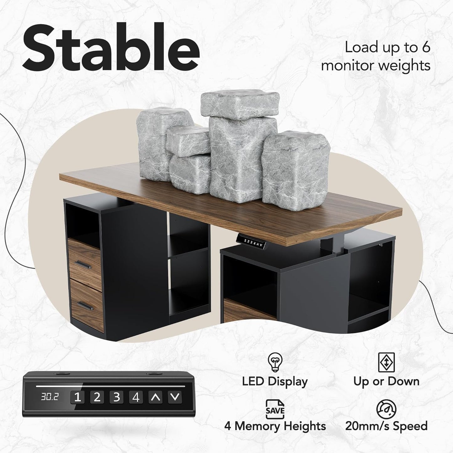 55" Electric Standing Desk with Drawers - 