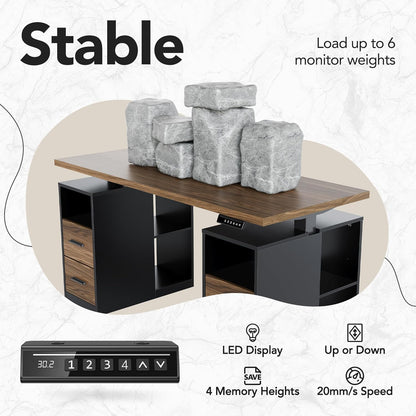 55" Electric Standing Desk with Drawers - 