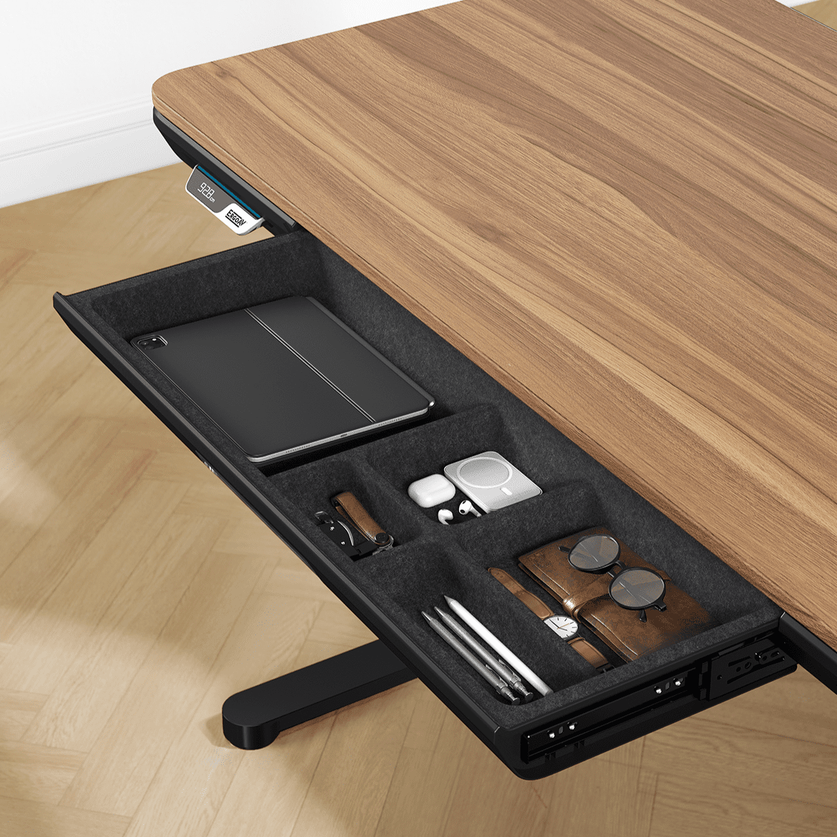 56.7" All - in - One Charging Standing Desk - Walnut