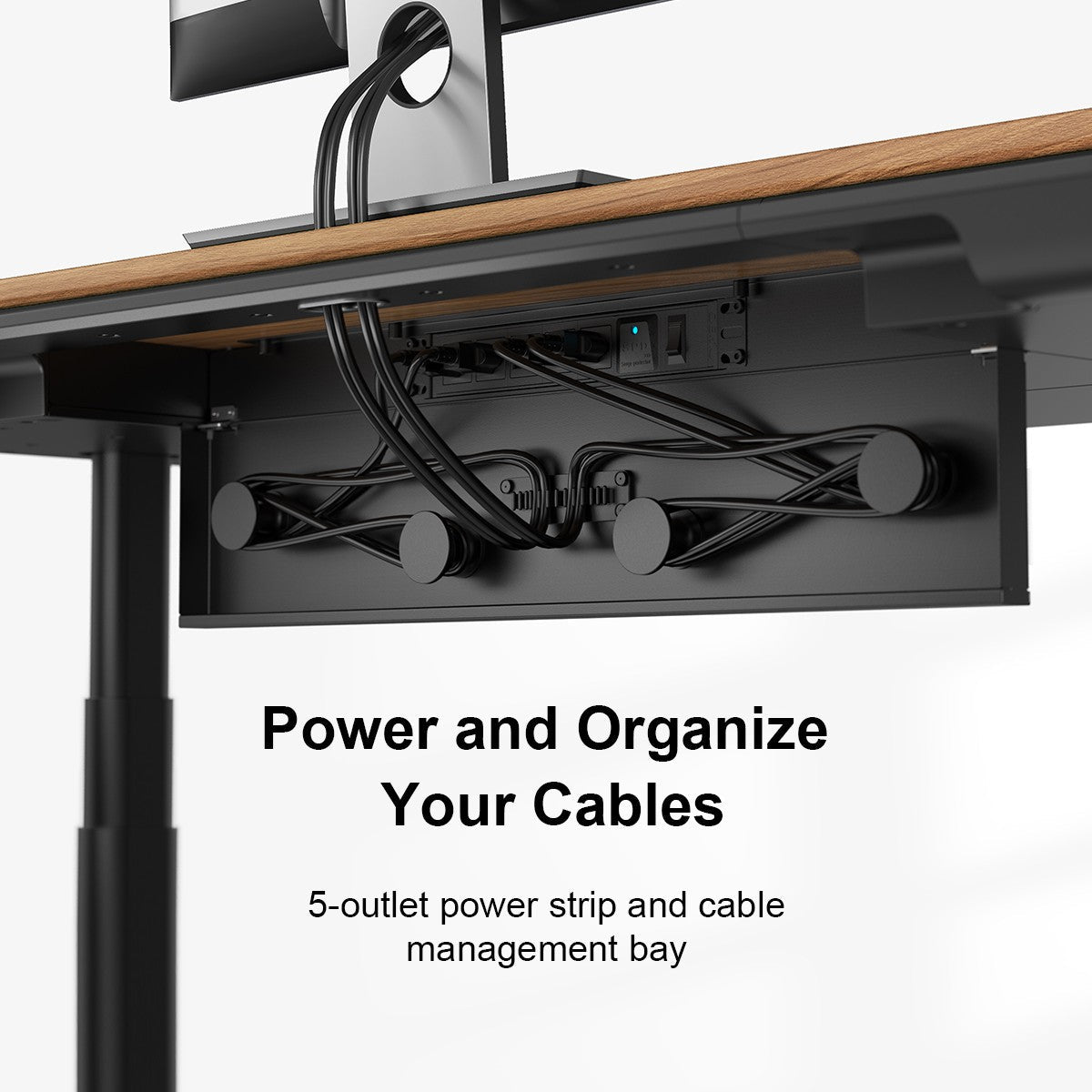 56.7" All - in - One Charging Standing Desk - Walnut