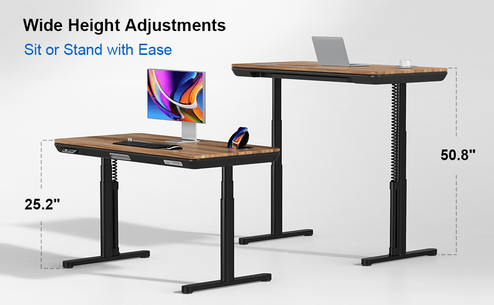56.7" All - in - One Charging Standing Desk - Walnut