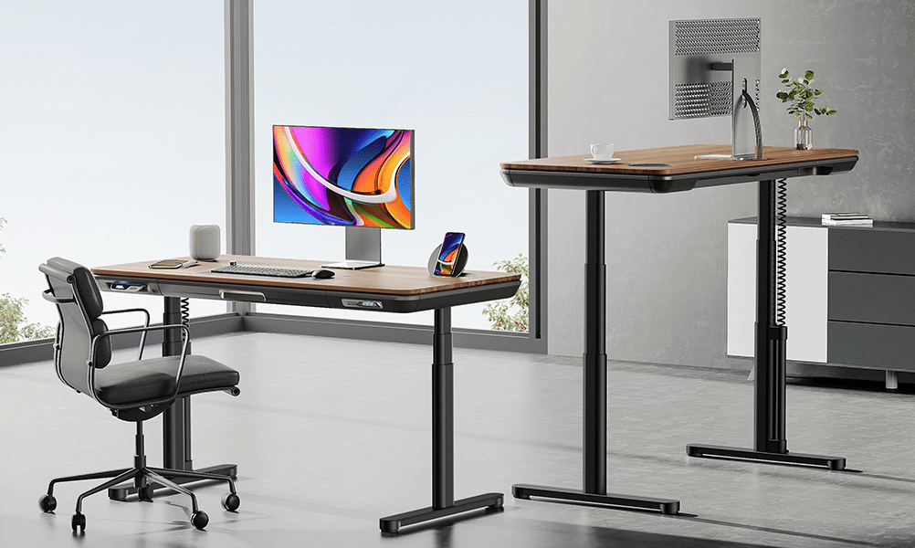 56.7" All - in - One Charging Standing Desk - Walnut