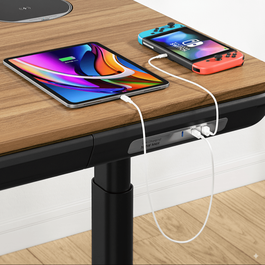 56.7" All - in - One Charging Standing Desk - Walnut