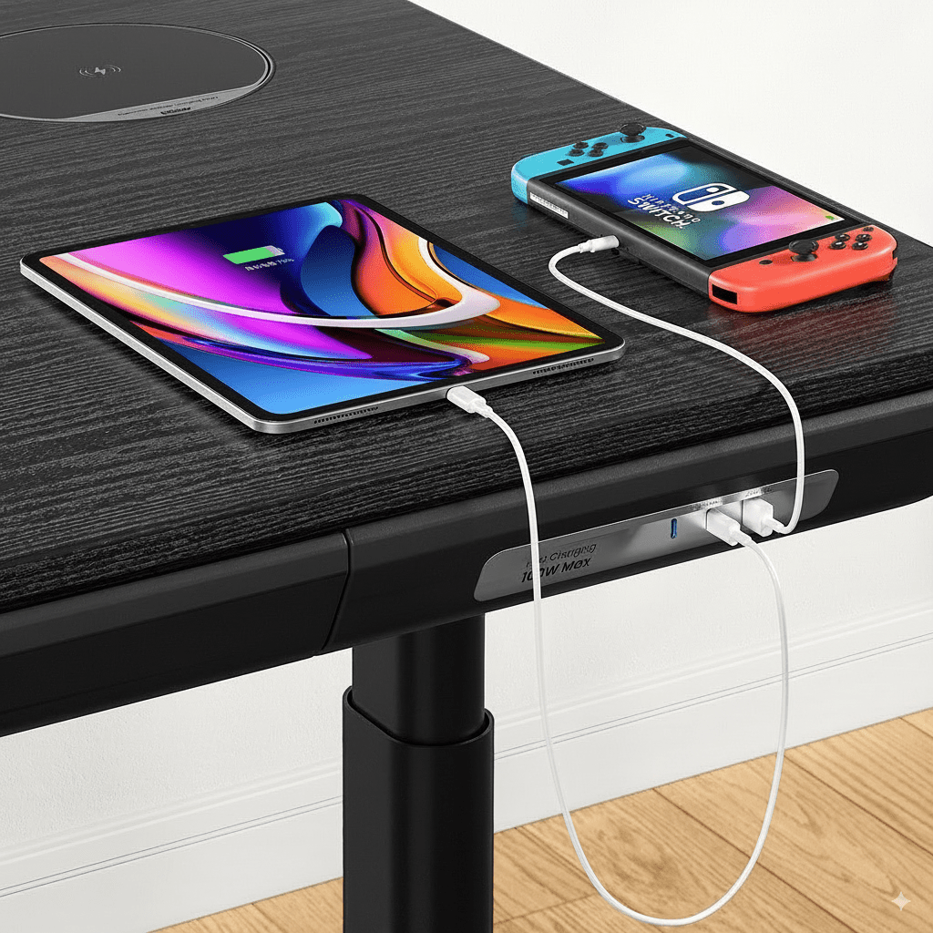 56.7" All - in - One Charging Standing Desk - Walnut