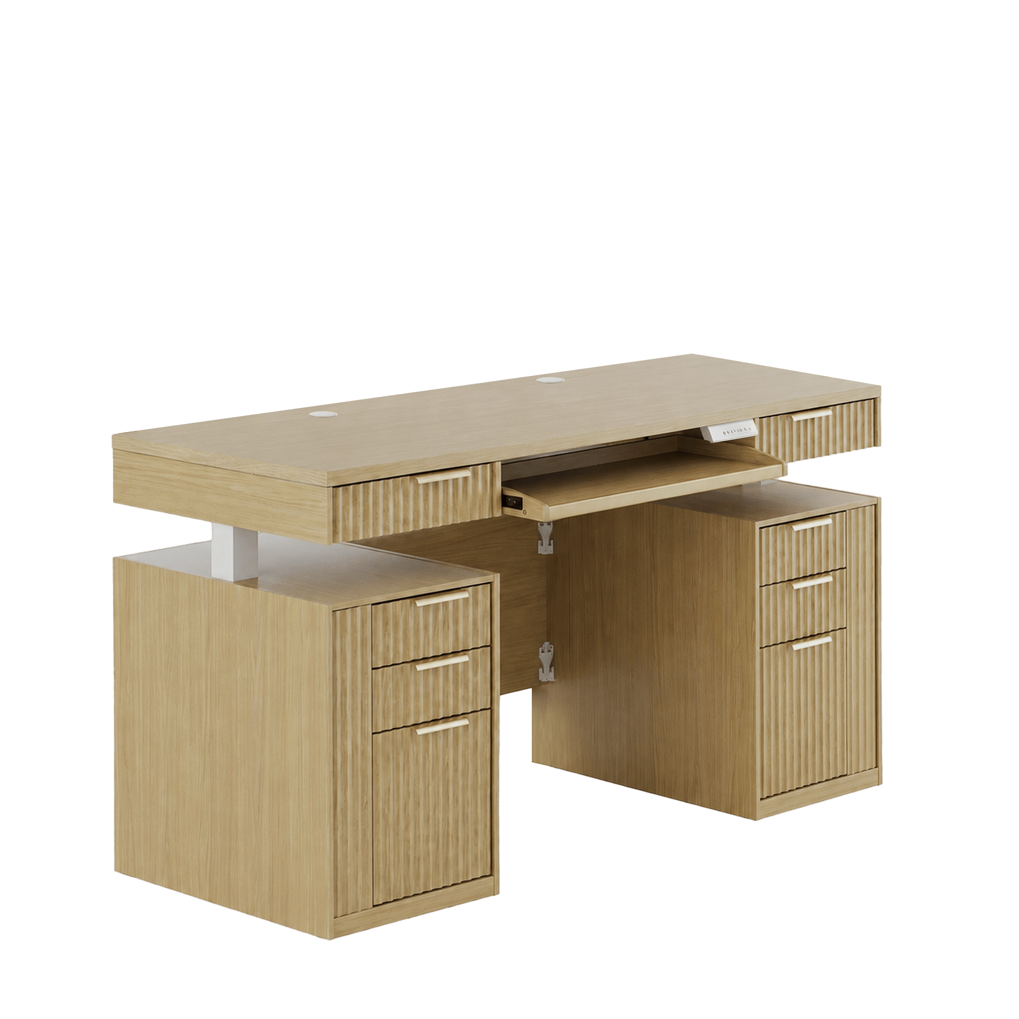 59" Premium Henge Standing Desk - Fluted - Natural Oak