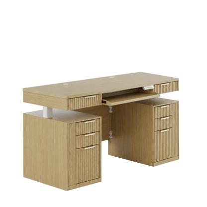 59" Premium Henge Standing Desk - Fluted - Natural Oak
