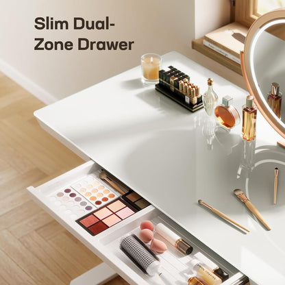 Glass Standing Desk with Drawer