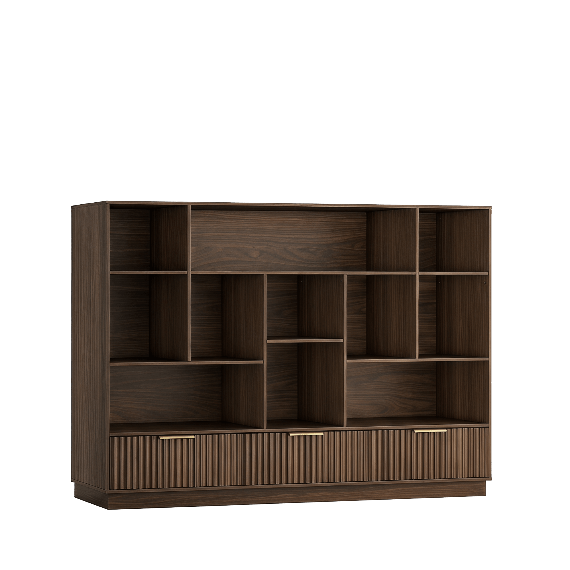 60" Premium Le Bois Bookshelf - Fluted – Dark Walnut