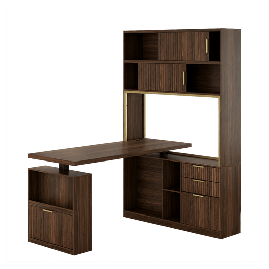 60" Premium Vallon Standing Desk - Fluted - Dark Walnut