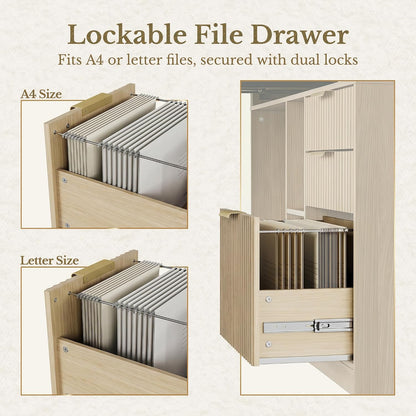 60" Premium Vallon Standing Desk - Fluted - Natural Oak