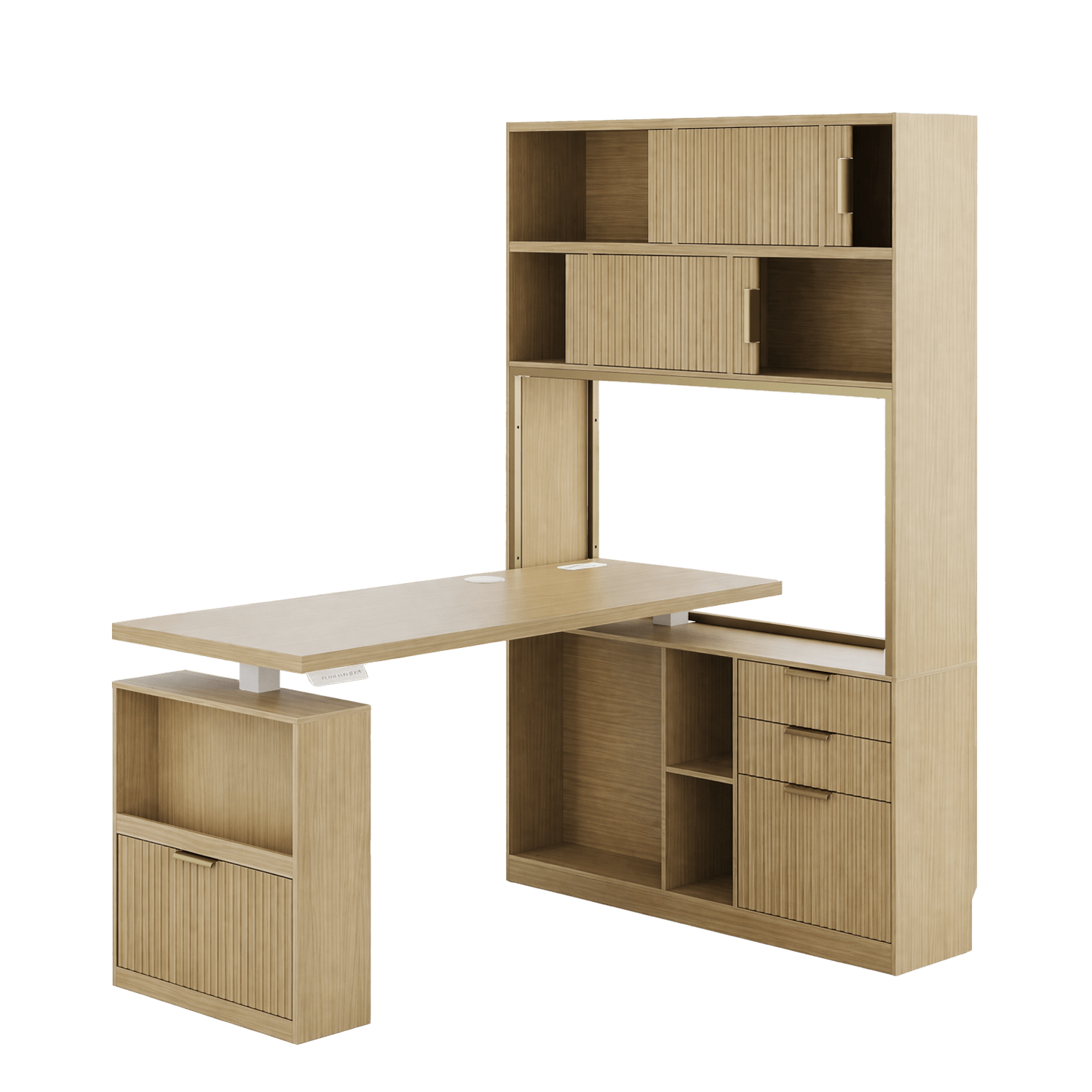 60" Premium Vallon Standing Desk - Fluted - Natural Oak