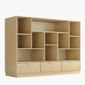 60" Wide Bookshelf with Storage Cabinet - Fluted – Natural Oak