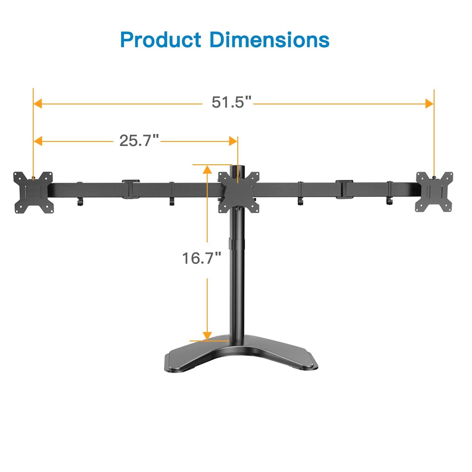 Triple monitor stand dimensions for 13" to 24" screens with central support base