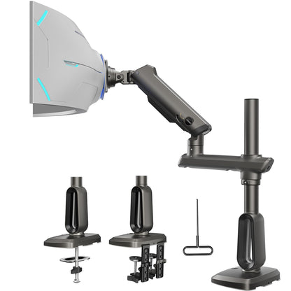 HUANUO RGB Heavy Duty Monitor Arm for Ultrawide Screens up to 57", Holds 44 lbs, Tall Ultrawide Monitor Stand with 29.1" Max Height, Fully Adjustable Single Computer Desk Mount, Max VESA 100x100mm
