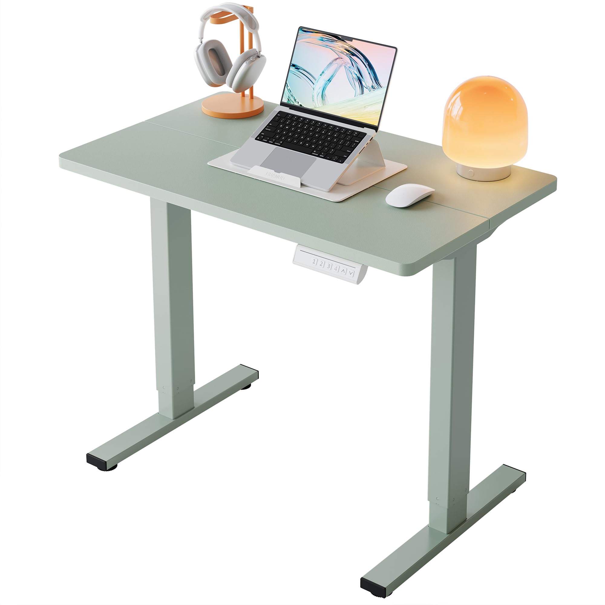 HUANUO 55 x 28 inch Electric Standing Desk Adjustable Height, 4 Memory Height Settings, Sit Stand Up Desk for Home Office & Computer Workstation, Light Walnut
