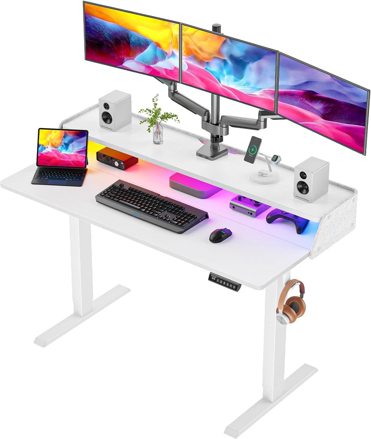 Electric Height Adjustable RGB Gaming Desk