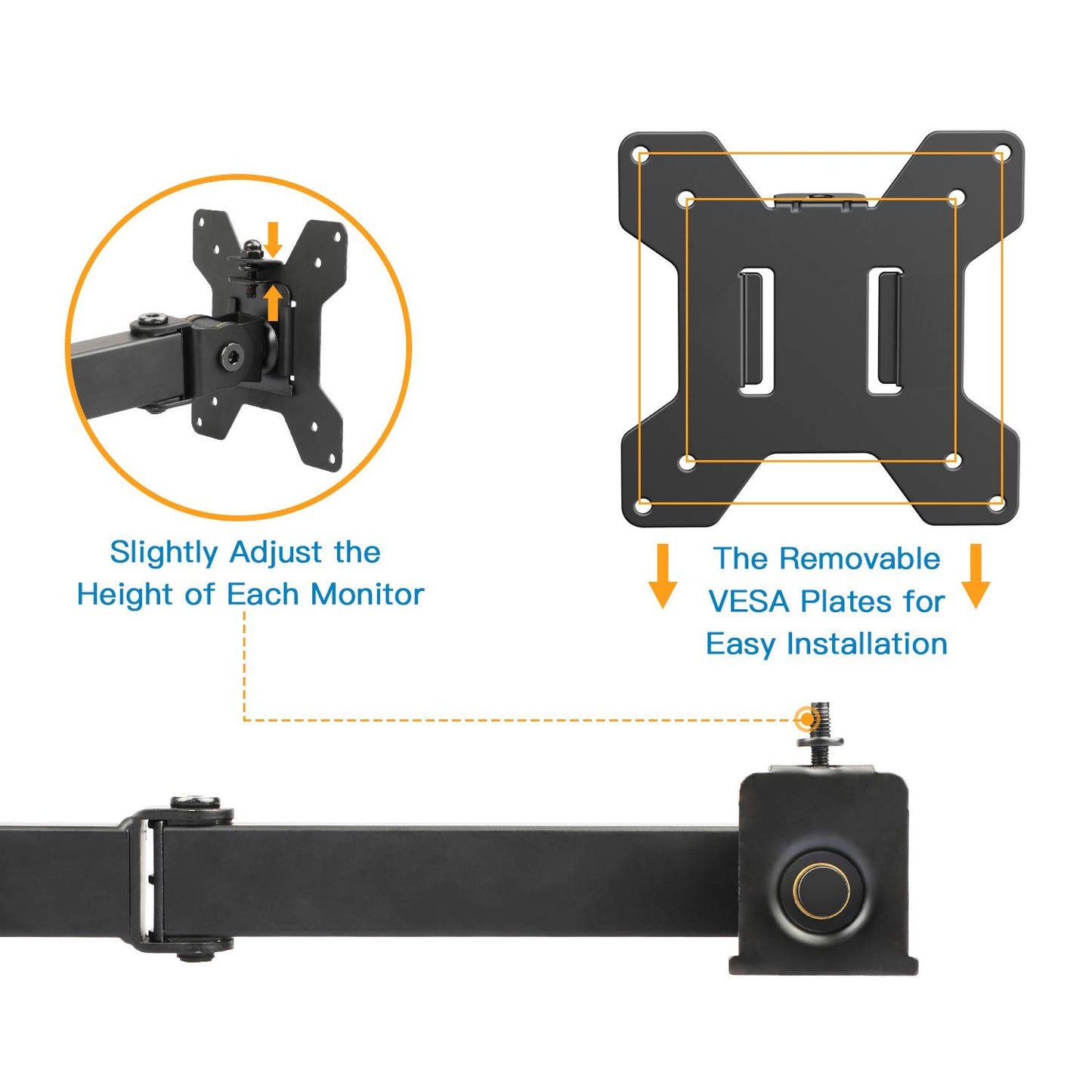 QF2 Quad Monitor Stand: 4 Monitor Desk Mount for 13-27 Inch Screens
