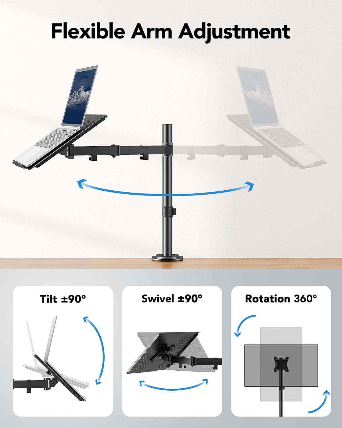2-in-1 Adjustable Laptop & Monitor Arm