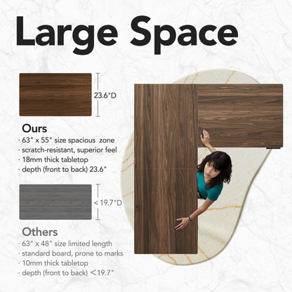 63" L - Shaped Executive Electric Standing Desk - 