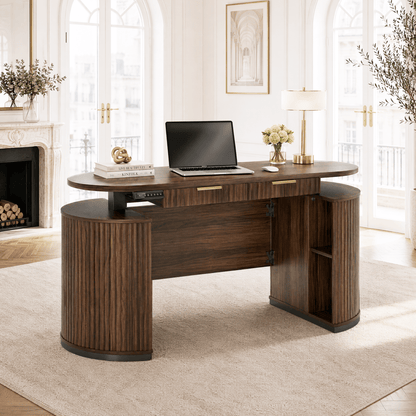 63" Premium Santal Standing Desk - Fluted Black Walnut