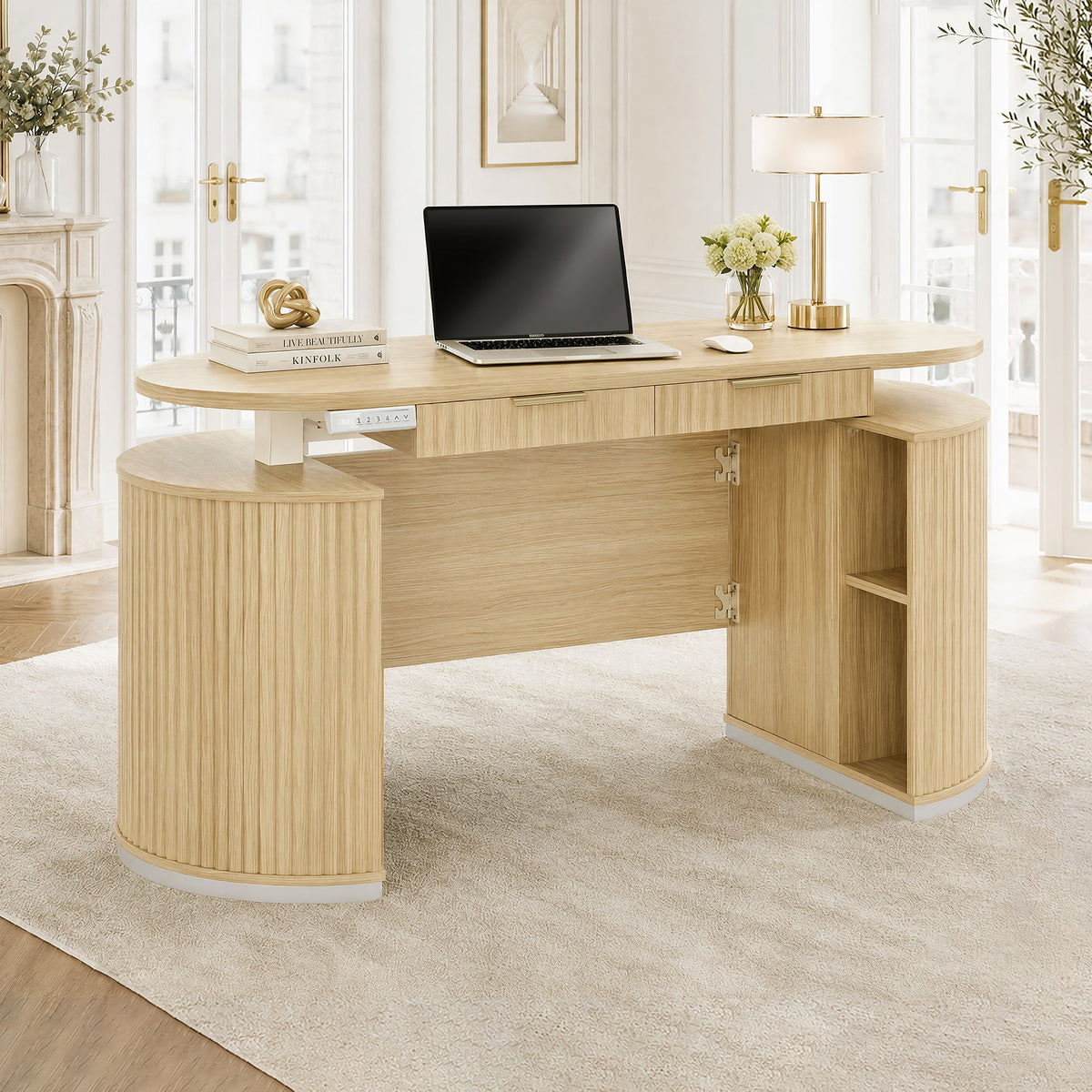63" Premium Santal Standing Desk - Fluted Black Walnut