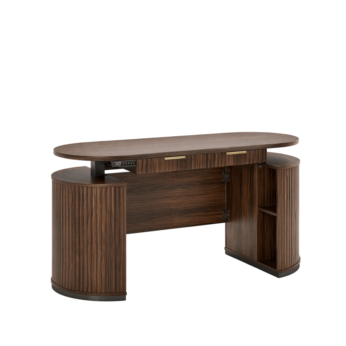 63" Premium Santal Standing Desk - Fluted Black Walnut