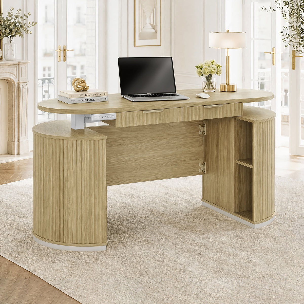 63" Premium Santal Standing Desk - Fluted Black Walnut