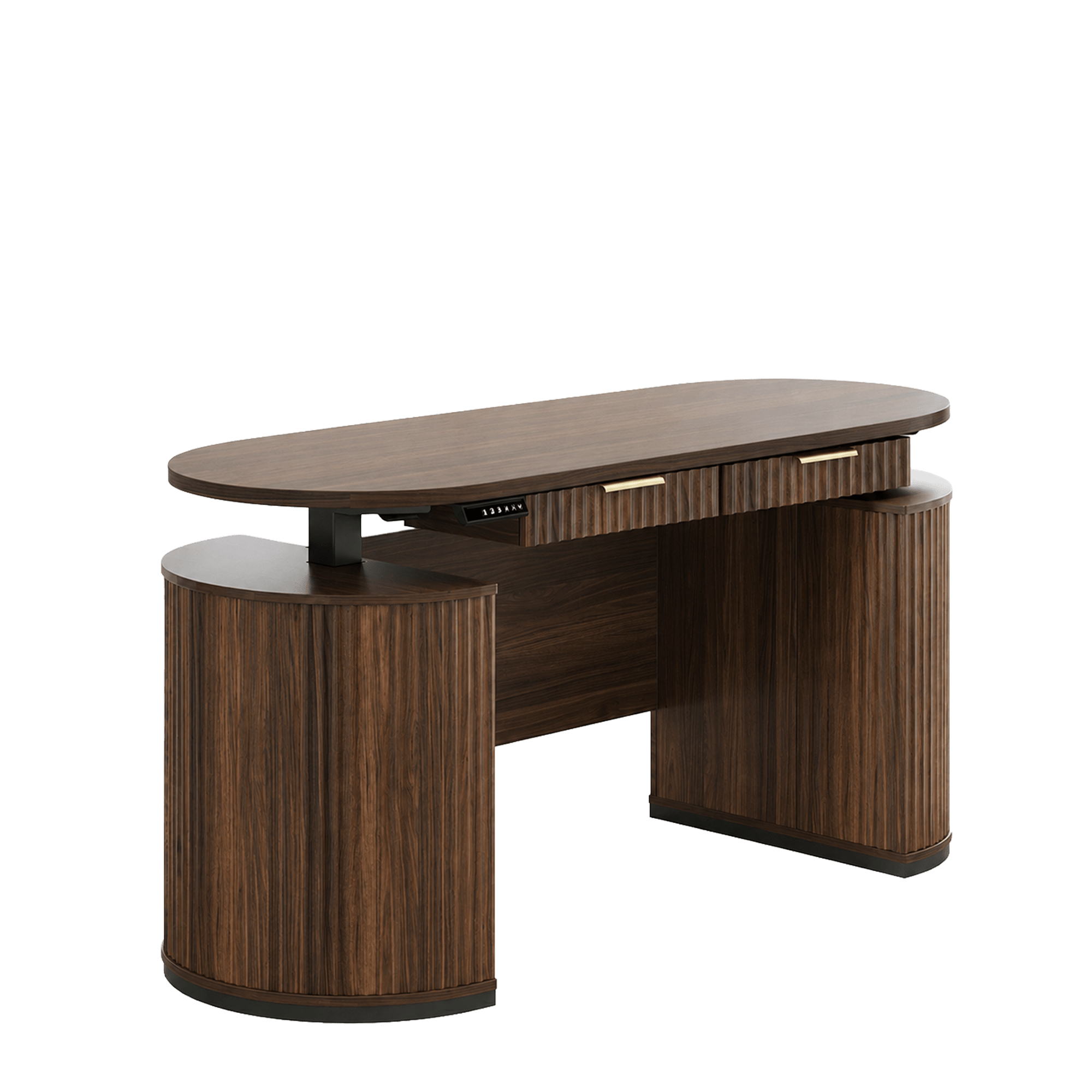 63" Premium Santal Standing Desk - Fluted - Dark Walnut