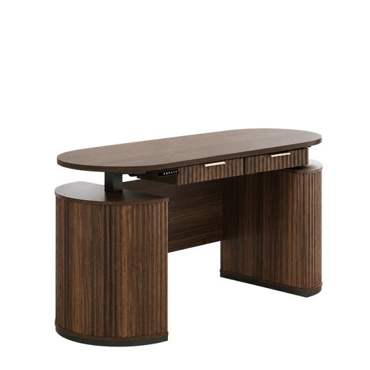 63" Premium Santal Standing Desk - Fluted - Dark Walnut