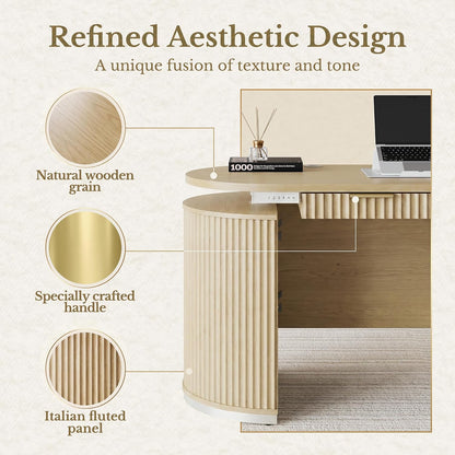 63" Premium Santal Standing Desk - Fluted - Natural Oak