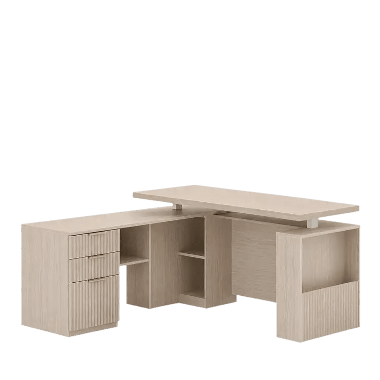 63" Premium Topaz Standing Desk - Fluted Natural Oak