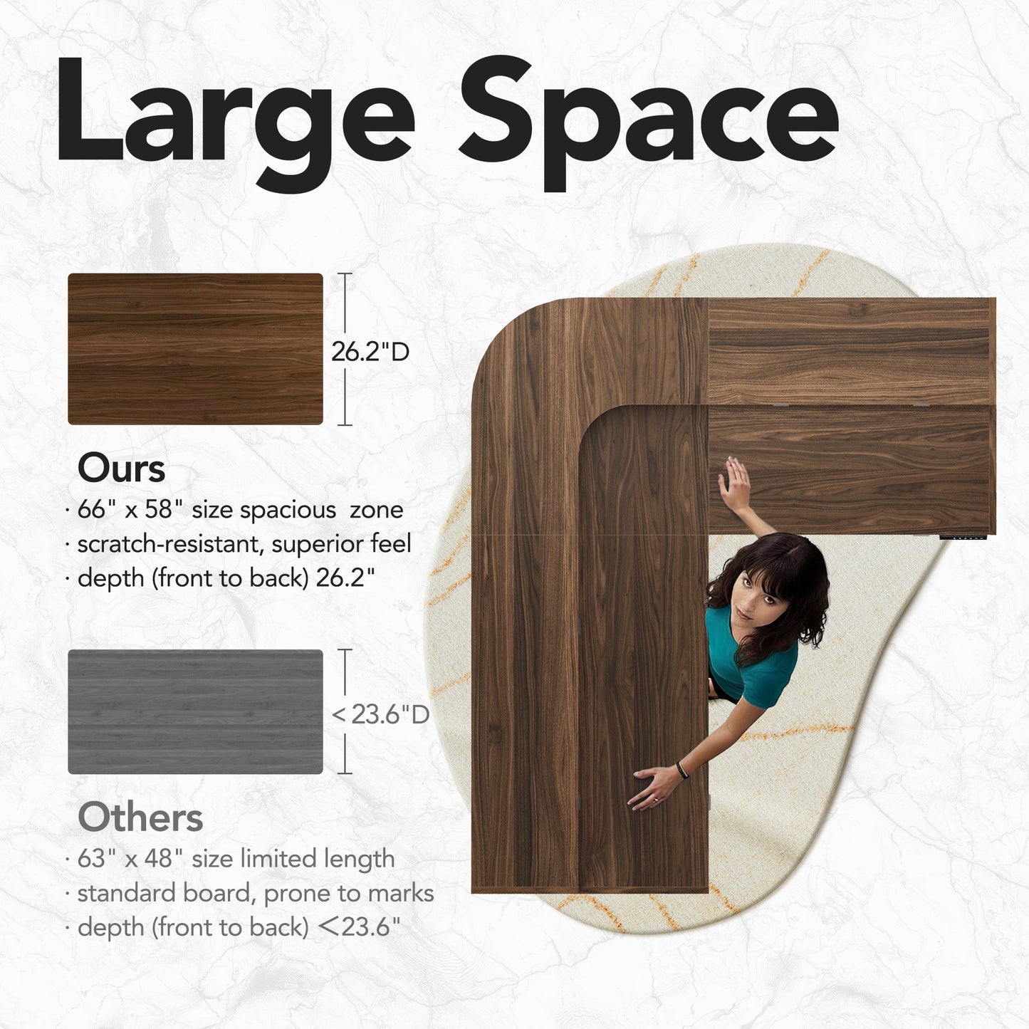 66" Electric L Shaped Standing Desk with 6 Storage Drawers & Cabinet - 