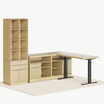 67" Desk+73" Bookshelf / Fluted - Natural Oak - 