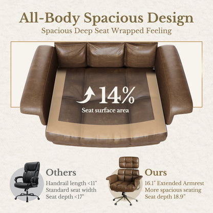 67" Premium Executive Standing Desk + Celestia Deep Cloud Chair + 73"Tall Fluted Bookshelf with Drawers & Doors/ Fluted - Dark Walnut - 